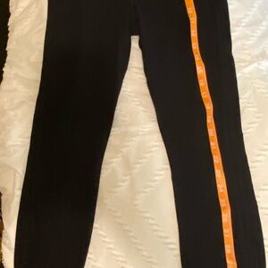 Athleta Black Leggings with Orange Stripe